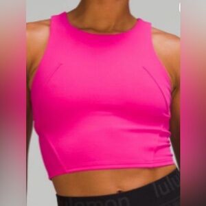 Lululemon wunder train high neck tank in sonic pink color